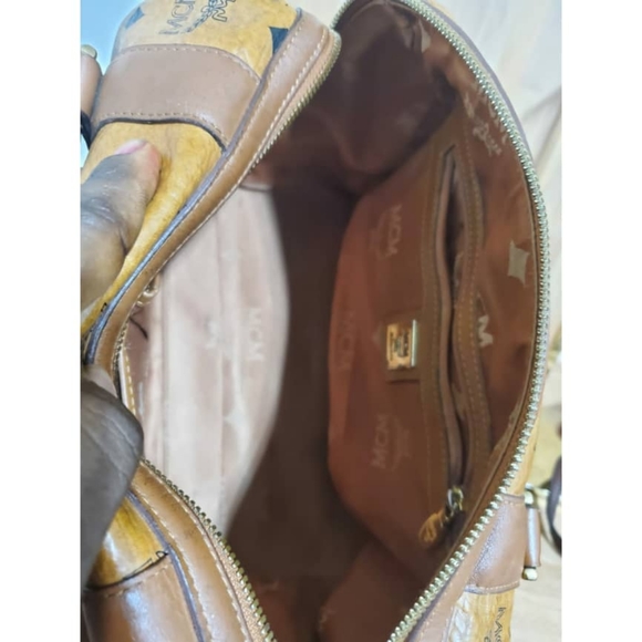 Authentic MCM Cognac Visetos Leather Boston Bag - Picture 3 of 11